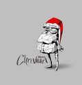 3D wireframe render funny cartoon character of Santa Claus