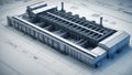 3d wireframe render of a industrial factory architectu ai generated Royalty Free Stock Photo