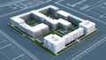 3d wireframe render of a mixeduse complex architecture ai generated