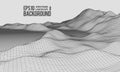 3D Wireframe Terrain Wide Angle EPS10 Vector Royalty Free Stock Photo