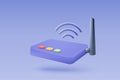 3d wireless router connection and sharing network on internet. Hotspot access point for digital and online coverage. Broadcasting Royalty Free Stock Photo