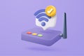 3d wireless router connection and sharing network on internet. Hotspot access point for digital and online coverage. Broadcasting Royalty Free Stock Photo