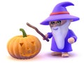3d Wizard with Halloween pumpkin
