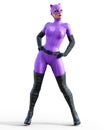 3D woman. Catwoman hero of comics.