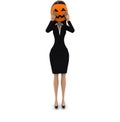 3d woman halloween mask concept in white isolated background