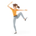 3d woman karate pose