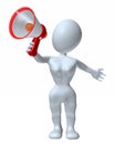 3d woman making an announcement using a megaphone