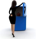 3d woman open refrigerator , apple inside refridgerator concept Royalty Free Stock Photo