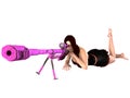 3D woman with sniper rifle