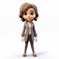 Cartoonish Innocence: 3d Female Character In Sombre Suit