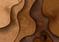 3D woodcut layers texture vector banner. Abstract wood cut art background design for website template Royalty Free Stock Photo