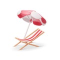 3D Wooden Chaise Lounge with Umbrella