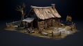 Rustic House Model: Zbrush-inspired 2d Game Art