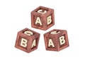 3d wooden cube toy, alphabet block for kid or abc baby game for preschool years Royalty Free Stock Photo