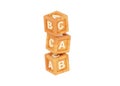 3d wooden cube toy, alphabet block for kid or abc baby game for preschool years Royalty Free Stock Photo