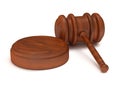 3D Wooden gavel. Judge, Law, Auction concept