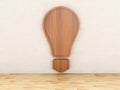 3d wooden light bulb. Idea concept.