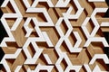 3D wooden soft geometry wallpaper with white lines. abstract background