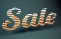 3d Wooden word Sale on dark green background