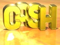 3D Word Cash on yellow background