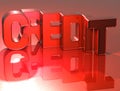 3D Word Credit on red background