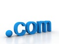 3D word dot com in blue - front view Royalty Free Stock Photo