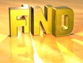 3D Word Find on gold background Royalty Free Stock Photo