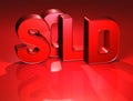 3D Word Sold on red background