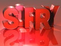 3D Word Sorry on red background