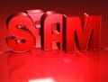 3D Word Spam on red background