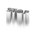 STOP 3D word in gray and white, isolated. 3D rendering. Raster.