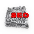 3d Word tags wordcloud of seo search engine optimization