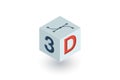 3D word written on cube isometric flat icon. 3d vector