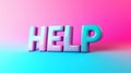 3d word 'help' on pink and blue gradient background. emergency and support concept Royalty Free Stock Photo
