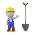 3D Character in Overalls with Shovel