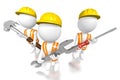 3D workers holding tools - hammer, wrench, screwdriver Royalty Free Stock Photo