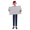 Workman Cartoon Illustration with a whiteboard Royalty Free Stock Photo