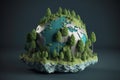 3D World Map Green Planet Earth Day or Environment day Concept World Forestry Day Eco. Generative AI Royalty Free Stock Photo