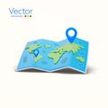 3d world map with pin icons, markers, minimal style, isolated on background. For advertising media about nature