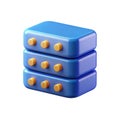 3D Blue Stacked Blocks with Yellow Knobs Representing Digital Storage Royalty Free Stock Photo