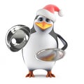 3d Xmas penguin silver service Royalty Free Stock Photo