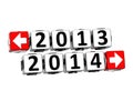 3D Year 2013 year 2014 Button Click Here Block Text Royalty Free Stock Photo