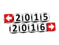 3D Year 2015 year 2016 Button Click Here Block Text Royalty Free Stock Photo