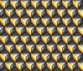 3d yellow and black contour abstract geometrical cubes seamless pattern background