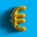 3d yellow bubble plastic euro sign. Volumetric shiny euro icon.