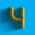 3d yellow bubble plastic letter Y. Glossy yellow alphabet letter Y ercase.