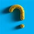3d yellow bubble plastic typographic symbol of Question mark. Volumetric shiny symbol of the Question mark . Royalty Free Stock Photo