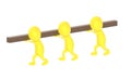 3d yellow character , characters carrying a large wood log