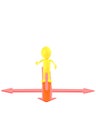 3d yellow character confused of decising which path to go