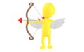 3d yellow character , cupid shooting arrows from his bow